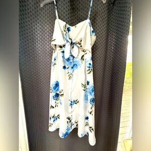 White dress with spaghetti sleeve